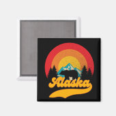 Retro Sunset Alaska Juneau Bear Mountains Wild AK Magnet (Vorderseite/Rückseite)