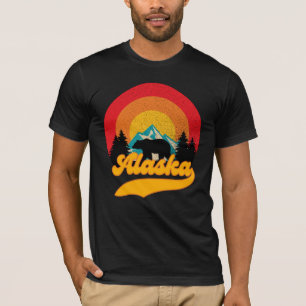 Retro Sunset Alaska Juneau Bear Mountains Wild AK T-Shirt