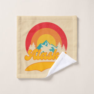 Retro Sunset Alaska Juneau Elche 0Berge Wild Badhandtuch Set