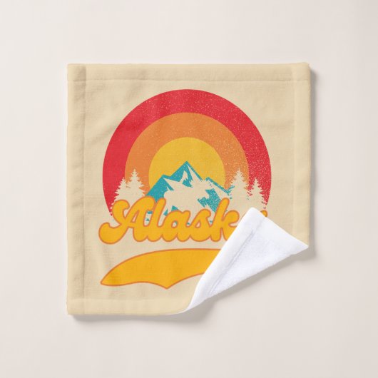 Retro Sunset Alaska Juneau Elche 0Berge Wild Badhandtuch Set (Waschlappen)
