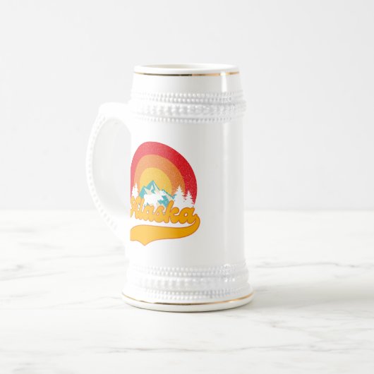 Retro Sunset Alaska Juneau Elche 0Berge Wild Bierglas (Vorderseite Links)