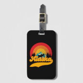 Retro Sunset Alaska Juneau Elche 0Berge Wild Gepäckanhänger (Vorderseite Vertikal)