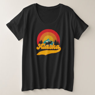Retro Sunset Alaska Juneau Elche 0Berge Wild Große Größe T-Shirt