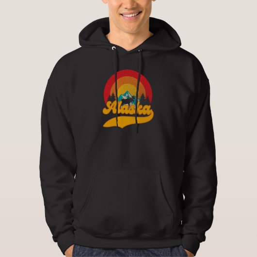 Retro Sunset Alaska Juneau Elche 0Berge Wild Hoodie (Vorderseite)