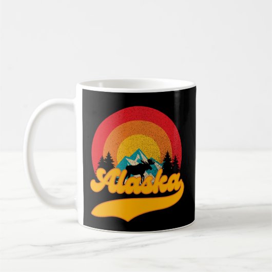 Retro Sunset Alaska Juneau Elche 0Berge Wild Kaffeetasse (Links)