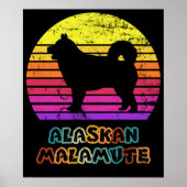 Retro Sunset Alaskan Malamute Poster (Vorne)