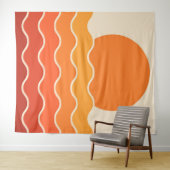 Retro Sunset and Waves Wandteppich (Beispiel (Horizontal))