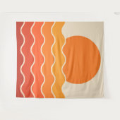 Retro Sunset and Waves Wandteppich (Vorderseite (Horizontal))