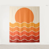 Retro Sunset and Waves Wandteppich (Vorderseite)