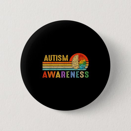 Retro Sunset Autism Awareness Neurodiversity Spect Button (Vorderseite)