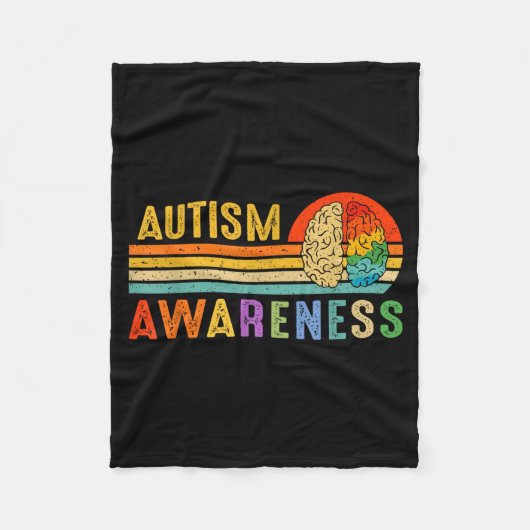 Retro Sunset Autism Awareness Neurodiversity Spect Fleecedecke (Vorderseite)
