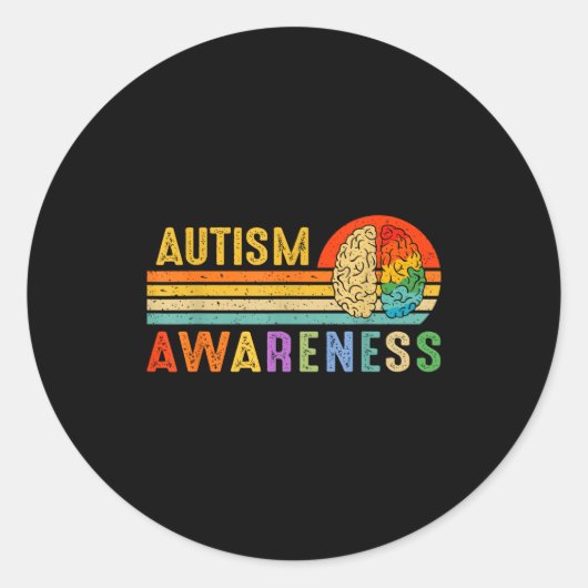 Retro Sunset Autism Awareness Neurodiversity Spect Runder Aufkleber (Vorderseite)
