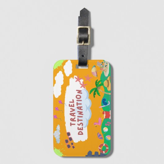 Retro Sunset Beach Gepäckanhänger (Vorderseite Vertikal)