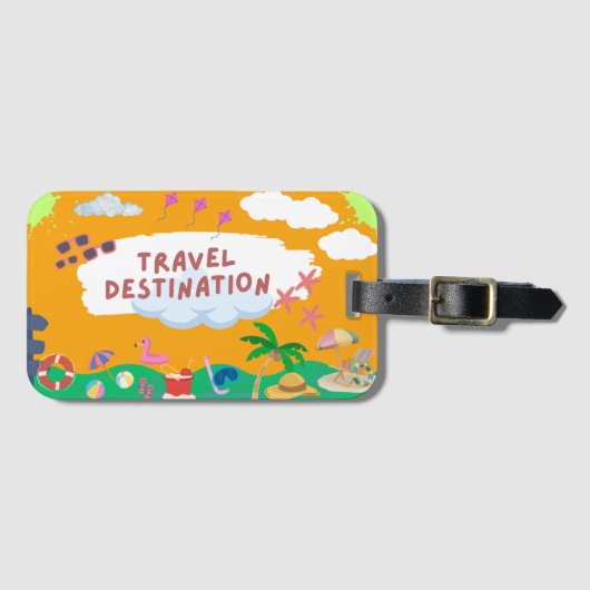Retro Sunset Beach Gepäckanhänger (Vorderseite (Horizontal))