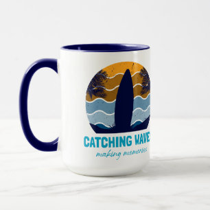 Retro Sunset Beach Retro Surfboard Tasse