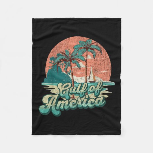 Retro Sunset Beach Vibes - Golf von USA, Amerika Fleecedecke (Vorderseite)