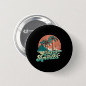 Retro Sunset Beach Vibes - Golf von USA Button (Vorne & Hinten)