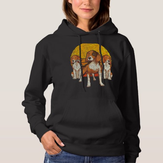 Retro Sunset Beagle Hoodie (Vorderseite)