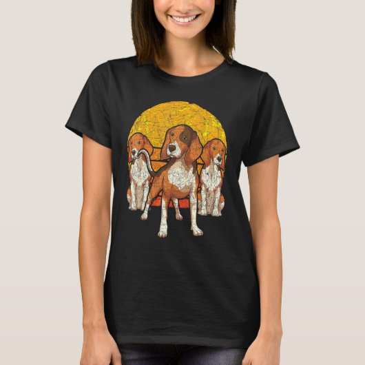 Retro Sunset Beagle T-Shirt (Vorderseite)
