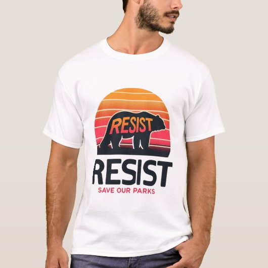 Retro Sunset Bear Resist rett Nature T-Shirt (Vorderseite)