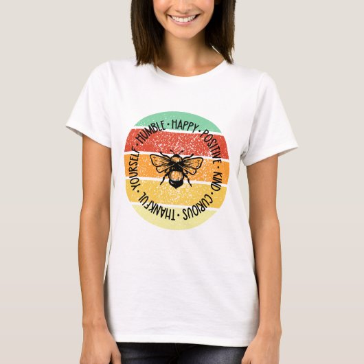 Retro Sunset Bee Positive T-Shirt (Vorderseite)