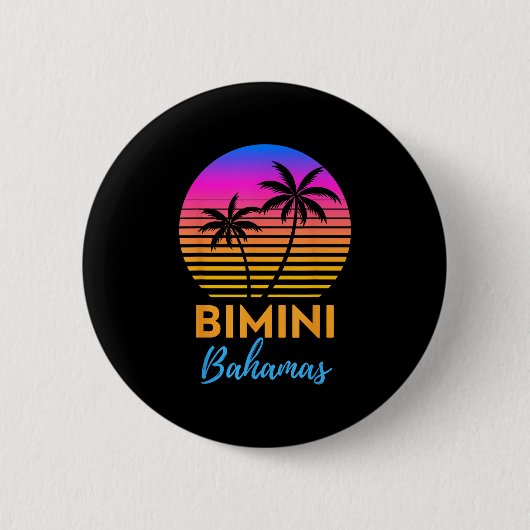 Retro Sunset Bimini Bahamas Beach Trip Urlaub Su Button (Vorderseite)