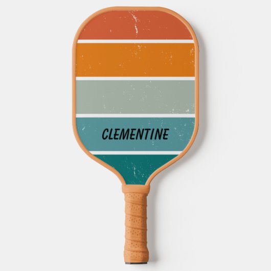 Retro Sunset Blue und Orange Personalisiert Pickleball Schläger (Vorderseite)