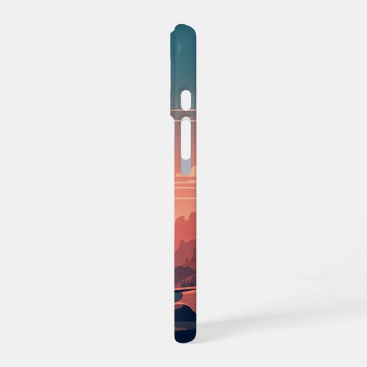 Retro Sunset Cacti iPhone 16 Hülle (Linke Seite)