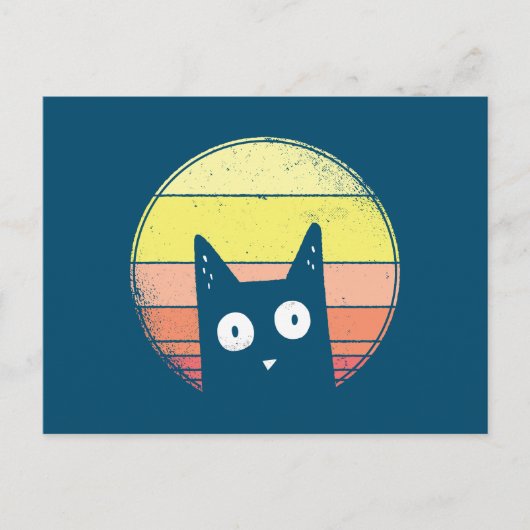 Retro Sunset Cat Postkarte (Vorderseite)