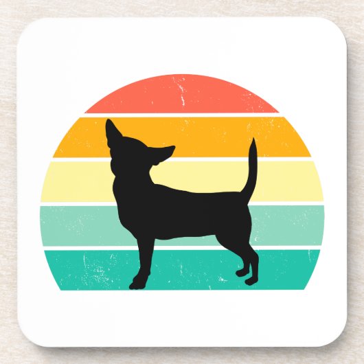 Retro Sunset Chihuahua Getränkeuntersetzer (Vorderseite)