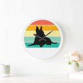 Retro Sunset Chihuahua Große Wanduhr (Zuhause)