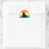 Retro Sunset Chihuahua Quadratischer Aufkleber (Tasche)