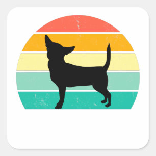 Retro Sunset Chihuahua Quadratischer Aufkleber