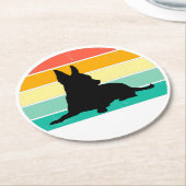 Retro Sunset Chihuahua Runder Pappuntersetzer (Angewinkelt)