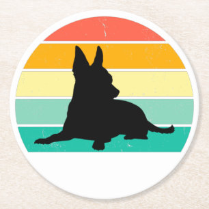 Retro Sunset Chihuahua Runder Pappuntersetzer