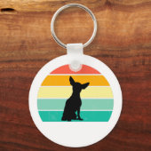 Retro Sunset Chihuahua Schlüsselanhänger (Vorderseite)