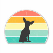 Retro Sunset Chihuahua Sticker (Vorderseite)