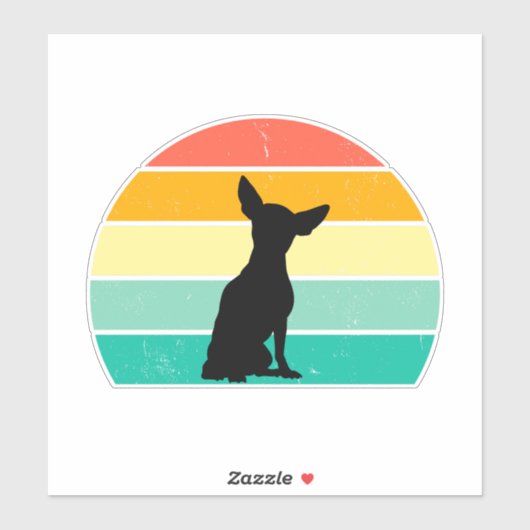 Retro Sunset Chihuahua Sticker (Blatt)