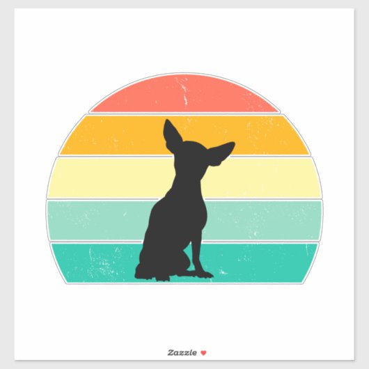 Retro Sunset Chihuahua Sticker (Blatt)