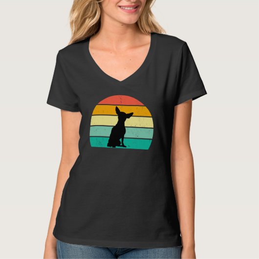 Retro Sunset Chihuahua T - Shirt (Vorderseite)