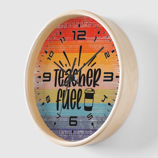 Retro Sunset Coffee Teacher Fuel Uhr (Winkel)