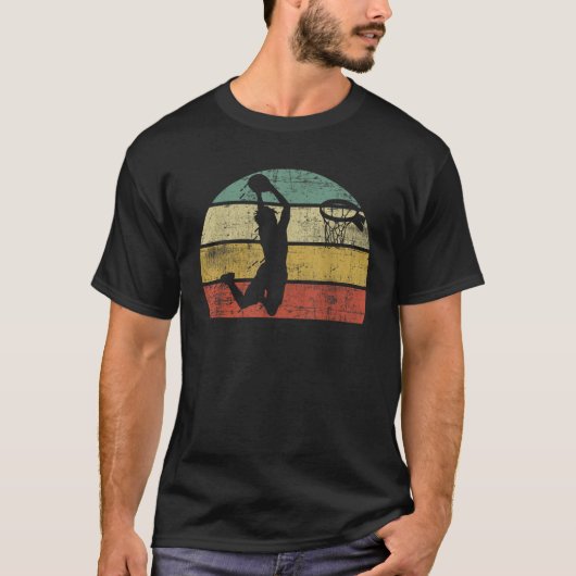 Retro Sunset Colorful Basketball Dunk T-Shirt (Vorderseite)
