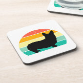 Retro Sunset Corgi Getränkeuntersetzer (Linke Seite)