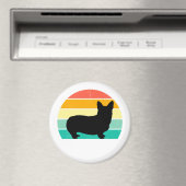 Retro Sunset Corgi Magnet (In Situ (Geschirrspüler))