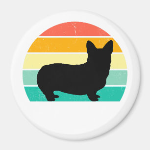 Retro Sunset Corgi Magnet