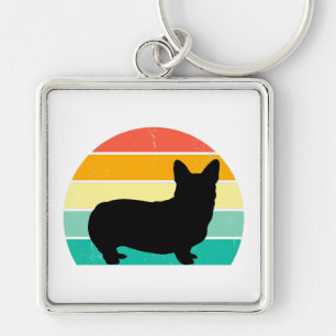 Retro Sunset Corgi Schlüsselanhänger