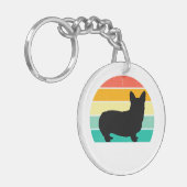 Retro Sunset Corgi Schlüsselanhänger (Vorderseite links)