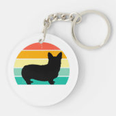 Retro Sunset Corgi Schlüsselanhänger (Rückseite)