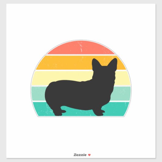 Retro Sunset Corgi Sticker (Blatt)