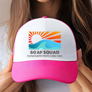 Retro Sunset Custom 60. Geburtstagsparty Crew Squa Truckerkappe